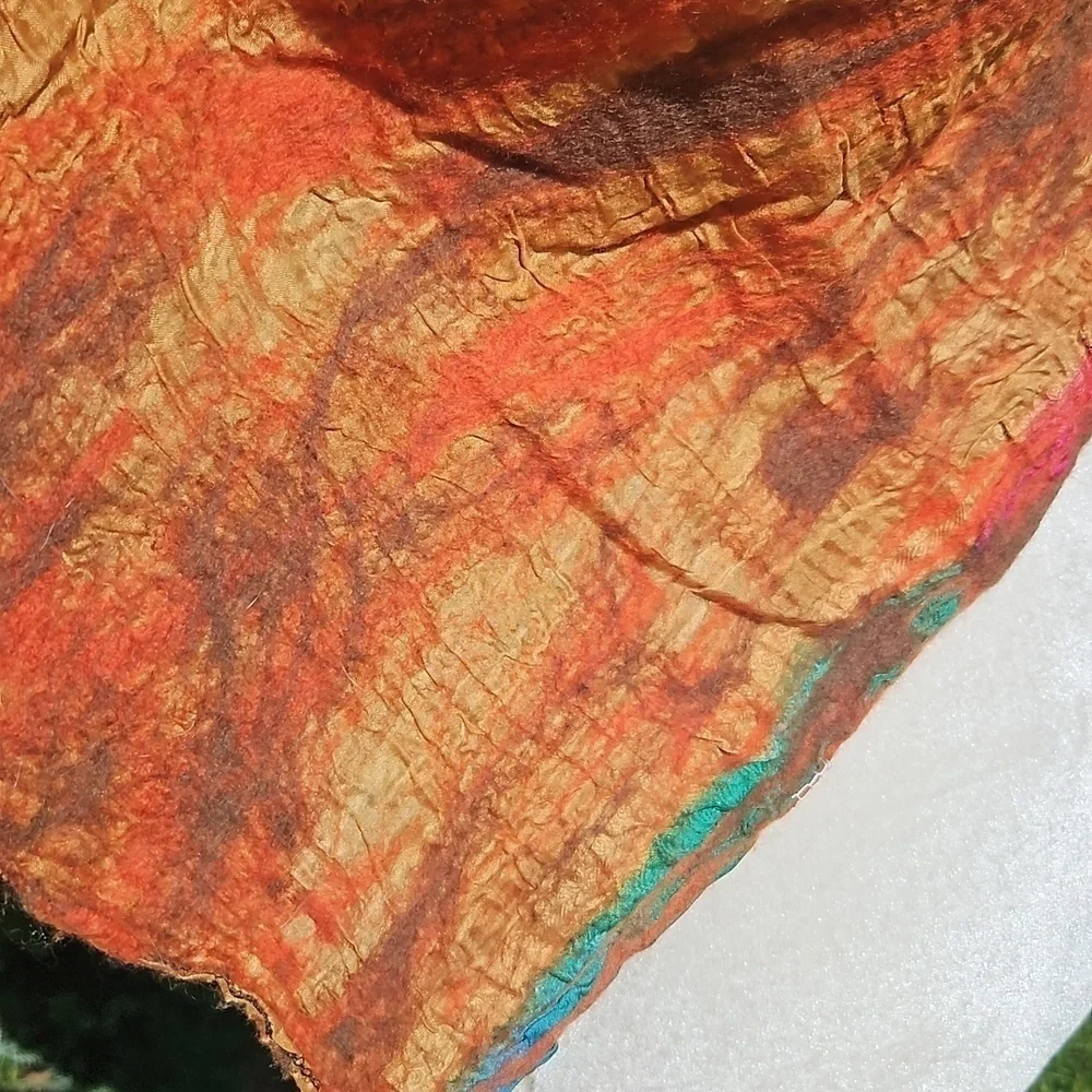 Scarf Handcrafted Wool and Silk New 79x13